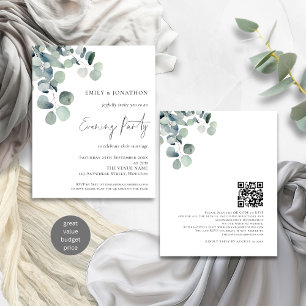 Budget Eucalyptus QR Wedding Abend Einladung