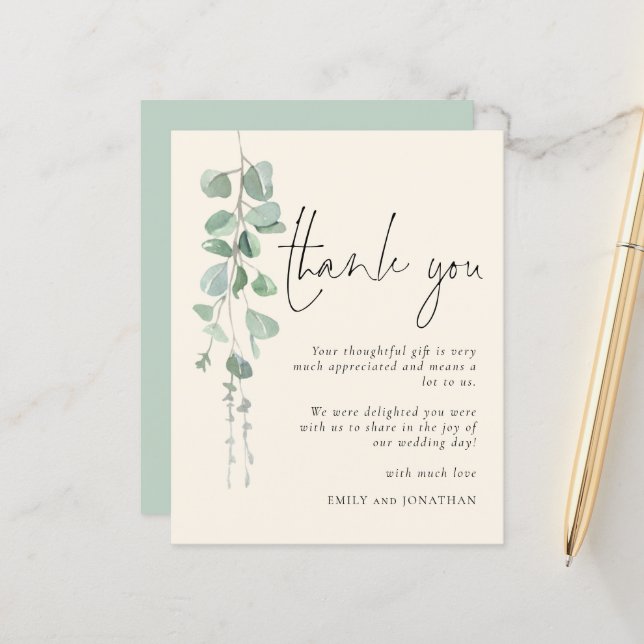 Budget Eucalyptus Sage Ivory Vielen Dank (Vorderseite/Rückseite Beispiel)