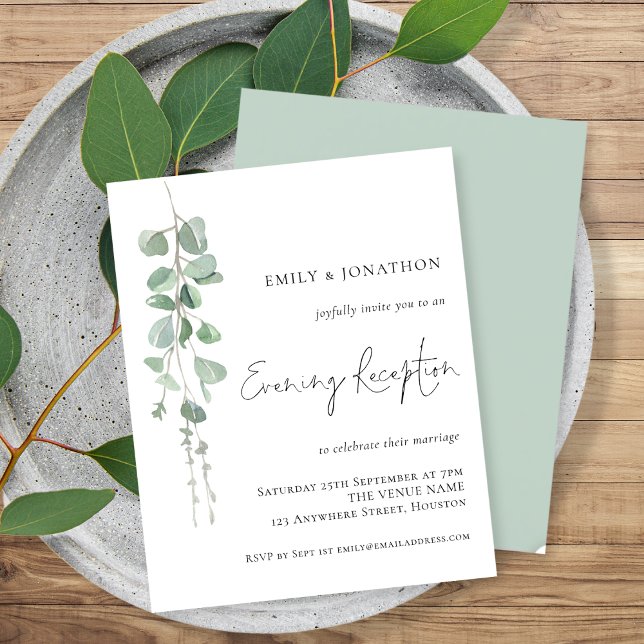 Budget Eucalyptus Wedding Abend Empfang Einladung (Von Creator hochgeladen)