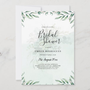 Budget Eukalyptus Blätter Grüne Wedding QR CODE Einladung