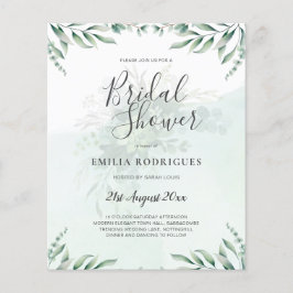 Budget Eukalyptus Blätter Grüne Wedding QR CODE Flyer