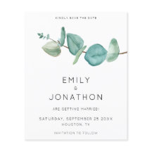 Budget Eukalyptus Branch Blue Save the Date