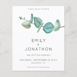 Budget Eukalyptus Branch Blue Save the Date