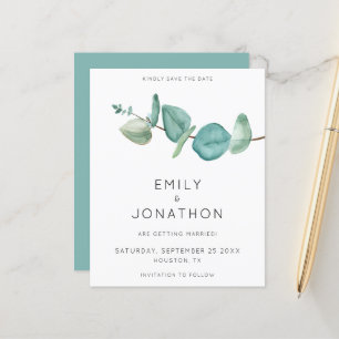 Budget Eukalyptus Branch Blue Save the Date