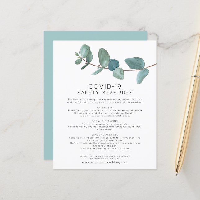 Budget Eukalyptus Coronavirus Sicherheitsvorkehrun (Vorderseite/Rückseite Beispiel)