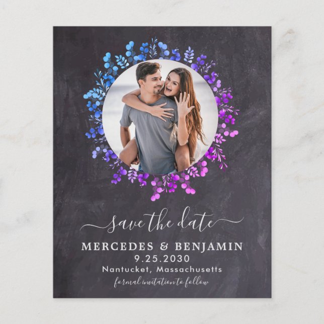 Budget Eukalyptus Foliage Foto Save the Date Karte (Vorderseite)