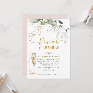 Budget-Eukalyptus-Gold-Rosa-Brautparty Einladung