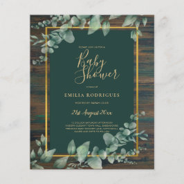 BUDGET Eukalyptus Greenery BABY SHOWER Rustikal Flyer