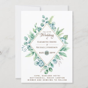 Budget Eukalyptus Greenery Moderne Hochzeiten Einl Einladung