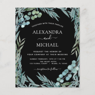 Budget-Eukalyptus-Grün Botanische Hochzeit Flyer