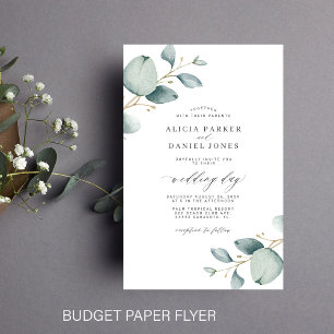 Budget-Eukalyptus-Grün chic Hochzeitseinladung Flyer