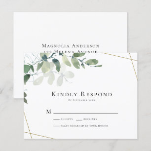 BUDGET Eukalyptus Grün Hochzeit RSVP Postkarte