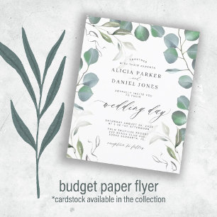 Budget-Eukalyptus-Grünzeug-Hochzeitseinladung Flyer