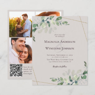 Budget-Eukalyptus-Hochzeitseinladung QR-Code