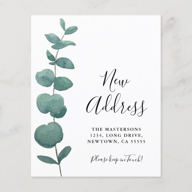 Budget Eukalyptus Moving Announcement Card (Vorderseite)