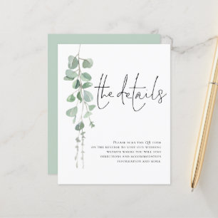 Budget Eukalyptus QR Code Hochzeitsangabe