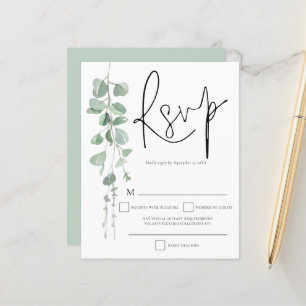 Budget Eukalyptus Script Wedding RSVP