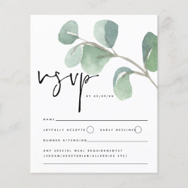 Budget Eukalyptus Script Wedding RSVP Enclosure