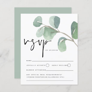 Budget Eukalyptus Script Wedding RSVP Enclosure
