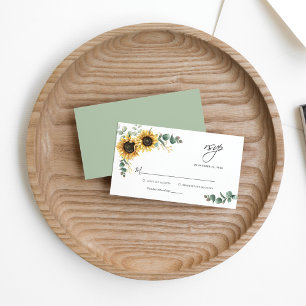 Budget Eukalyptus-Sonnenblumen-Hochzeit RSVP-Karte Mitteilungskarte