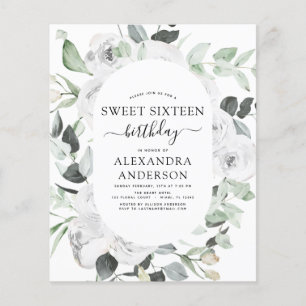 Budget-Eukalyptus Sweet Sixteen Geburtstag Flyer