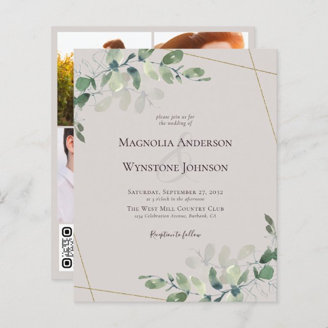 Budget Eukalyptus Wedding Invasion QR Code (Vorne/Hinten)