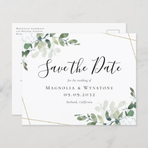 Budget Eukalyptus Wedding Save the Date Postcard