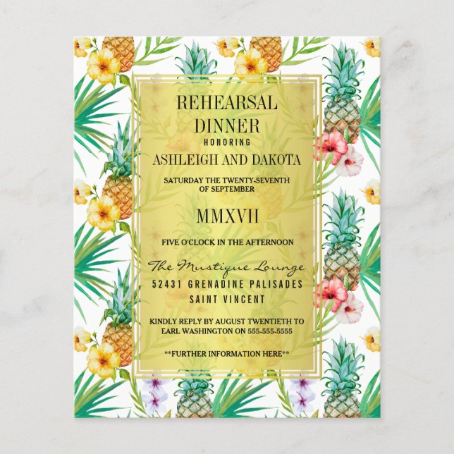 Budget Exotic Ananas Hibiskus Probe Abendessen (Vorderseite)