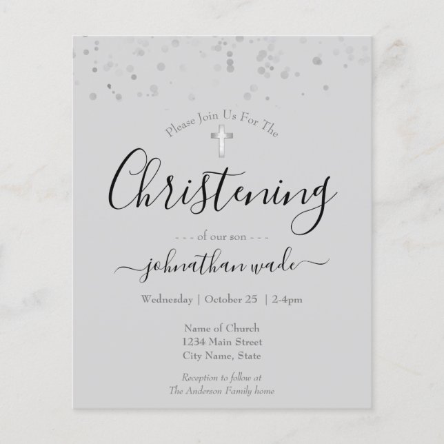Budget Extravagant Script Christening Flyer (Vorne)