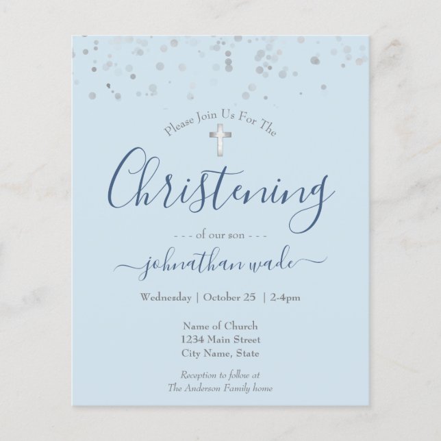 Budget Extravagant Script Christening Flyer (Vorne)