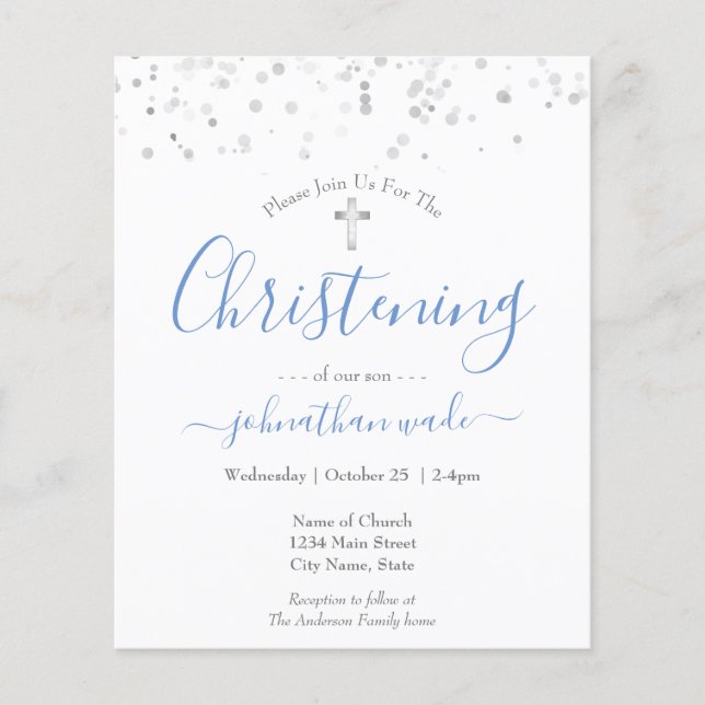 Budget Extravagant Script Christening Flyer (Vorne)