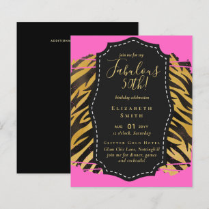BUDGET Fabulous 50. Geburtstag Glam Chick Inviteni