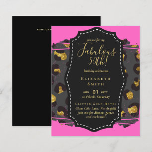 BUDGET Fabulous 50. Geburtstag Glam Chick Inviteni