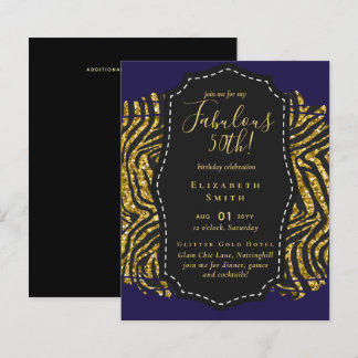 BUDGET Fabulous 50. Geburtstag Glam Chick Inviteni