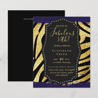BUDGET Fabulous 50. Geburtstag Glam Chick Inviteni