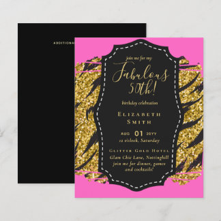 BUDGET Fabulous 50. Geburtstag Glam Chick Inviteni