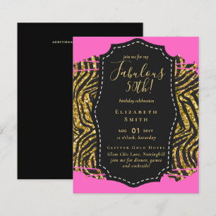 BUDGET Fabulous 50. Geburtstag Glam Chick Inviteni