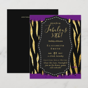 BUDGET Fabulous 50. Geburtstag Glam Chick Inviteni