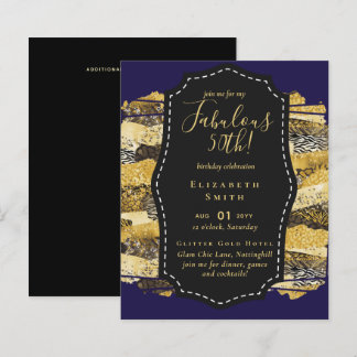 BUDGET Fabulous 50. Geburtstag Glam Chick Inviteni