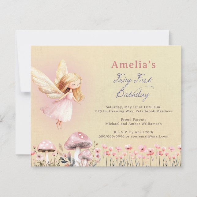 Budget Fairy First Theme Girl's 1st Birthday Party (Vorderseite)