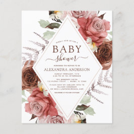 Budget Fall Baby Dusche Terracotta Floral Flyer