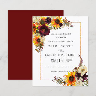 Budget Fall Blume Sonnenblumen Einladung