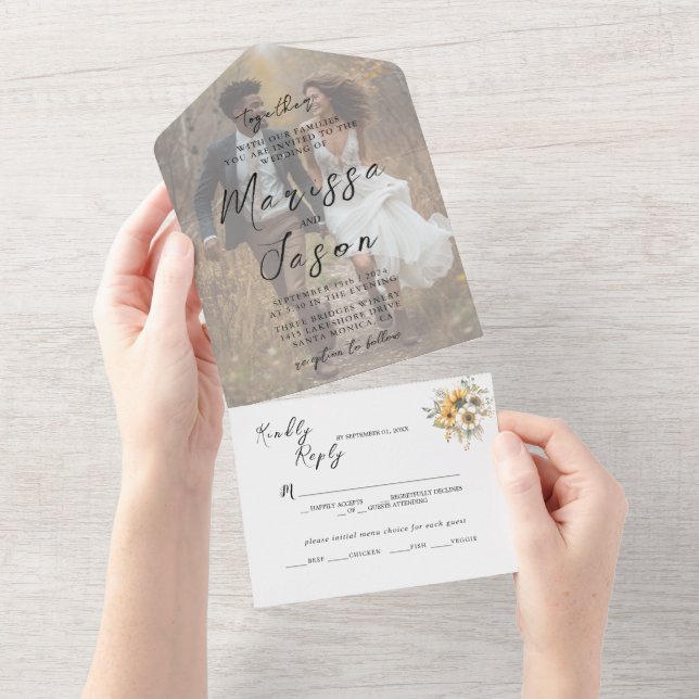 Budget Fall Custom Foto Hochzeit All In One Einladung (Abreißen)