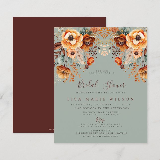 Budget Fall Foliage Fall Bridal Shower Einladungen (Vorne/Hinten)