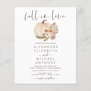 Budget-Fall-in-Love-Hochzeit Pampas Gras Kürbis Flyer