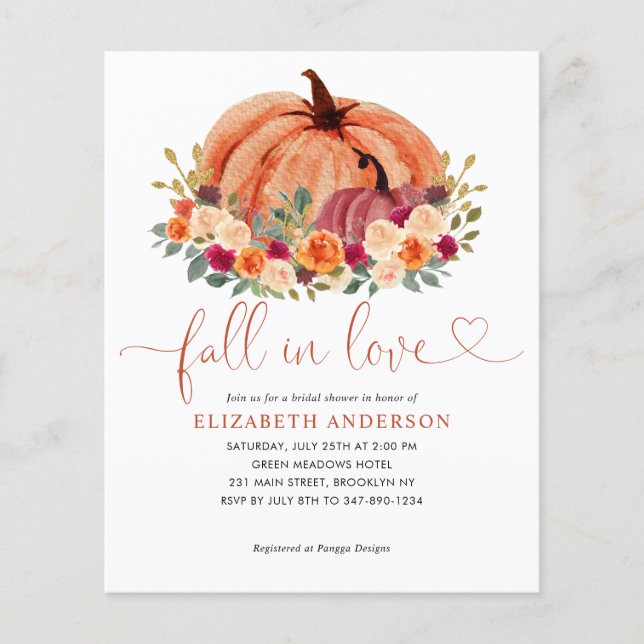 Budget Fall Liebe Terracotta Pumpkin Brautparty Flyer (Vorne)