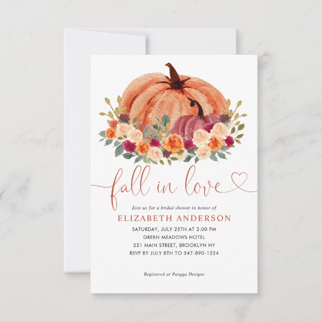 Budget Fall Liebe Terracotta Pumpkin Brautparty Mitteilungskarte (Vorderseite)