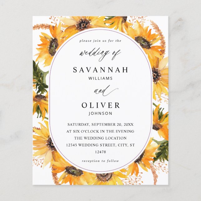 Budget Fall Sonnenblumenhochzeit Flyer (Vorne)
