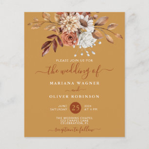 Budget Fall Wasserfarbenfloral auf Goldhochzeit