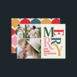 Budget Farbenfrohe Vintage Weihnachten Foto Mitteilungskarte<br><div class="desc">preiswerte Vintage Grafik Typografie merry chritsmas Fotokarte. Teil einer kühnen Ferienkollektion.</div>